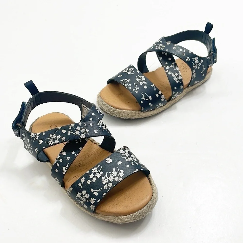 OshKosh B'gosh toddler girls dark blue floral print espadrille sandals